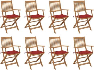 vidaXL Sillas Plegables Con Cojines, 8 Unidades, Madera Maciza De Acacia. Vidaxl