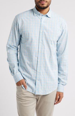 Johnnie-O Burleigh Check Stretch Button-Up Shirt in Maliblu at Nordstrom, Size X-Large