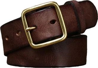 Generic 3.8CM Leather Belt For Men Copper Buckle Jeans Casual Belts