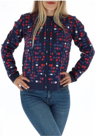 Armani Jeans Truien & Vesten, Dames, Veelkleurig, S, Katoen, Geruite Blauwe Vest voor Vrouwen