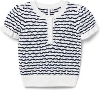 Janie and Jack Wavy Striped Pointelle Sweater Top in White at Nordstrom, Size 18-24M
