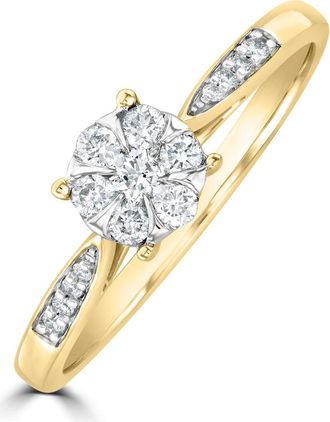 The Diamond Store Lab Diamond Engagement Ring With Shoulders 0.25ct H/Si in 18K Gold Vermeil