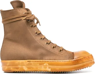 Rick Owens high-top canvas sneakers - men - Cotton/Fabric/Calf Leather/Rubber - 44 - Brown