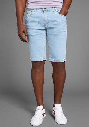 Arizona Jeansshorts ARIZONA, Herren, Gr. 30, blau (bleached), Denim/Jeans, Obermaterial: 98% Baumwolle, 2% Elasthan, kontrastfarbene Details, Basic, normal kn