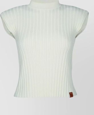 Jacob Cohen ribbed knit top cap sleeves mock neck