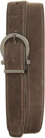 Ferragamo Gancio Suede Belt in Elefante Naturale Tortora at Nordstrom, Size 110