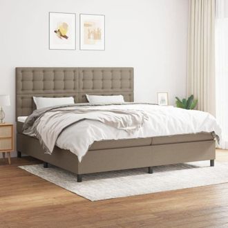 vidaXL Vidaxl - Cama Box Spring Con Colch&oacute;n Tela Gris Taupe 200x200 Cm