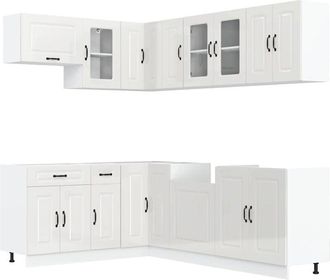 vidaXL Vidaxl - Mueble cocina Kalmar blanco brillo 11 pzas madera contrachapada