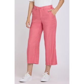NYDJ Linen Blend Crop Wide Leg Pants in Desert Rose at Nordstrom, Size 12