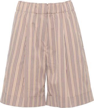 Antonelli Beige Perilla Striped Cotton Shorts