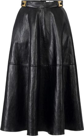 Elisabetta Franchi Crackled Leather-Effect Skirt With Logo Details Clothing