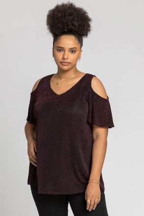 Roman Cold Shoulder Shimmer Top