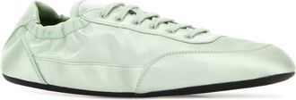 Prada Womens Mind Green Satin Collapse Sneakers Acqua