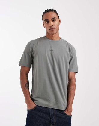 Boss Orange by Hugo Boss Hugo Boss - T-shirt in cotone grigio scuro con logo a contrasto