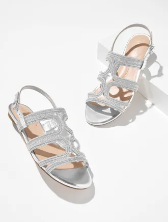 Talbots Kalen Raffia Cord Sandals - Metallic - Silver - 10 1/2 M Talbots