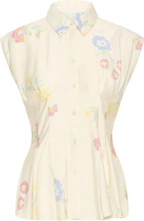 Ichi Blouses Shirts - Dames - Tops zonder mouwen - Beige - L - Tops