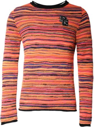 Dolce & Gabbana Multicolor Wol DGLogo Gebreide Pullover Sweater - Heren - Ronde hals truien - Veelkleurig - M - Wol - Truien & Vesten