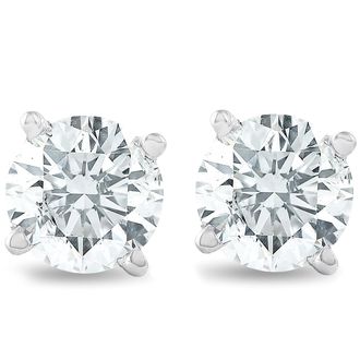 Pompeii3 1 1/4 CT T. W. 14K White Round Cut Studs Earrings With Screw Backs