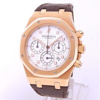 Audemars Piguet Pre-owned Audemars Piguet Royal Oak Chronograph White Guilloche Dial Mens Watch 26022OR.OO.D088CR.01