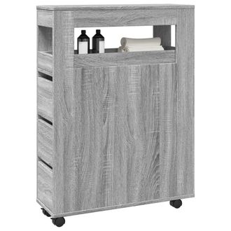 Berkfield Home Narrow Bathroom Cabinet with Wheels Grey Sonoma Engineered Wood