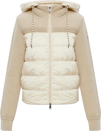 Moncler Cardigan met gewatteerd voorpand - Dames - Vesten - Beige - M - Wol - Truien & Vesten