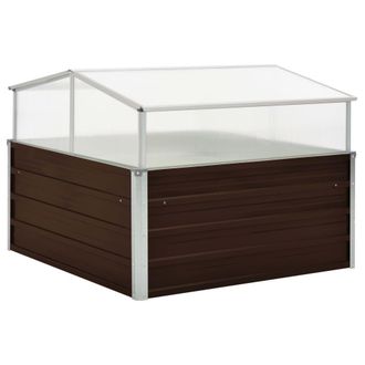 Berkfield Home Greenhouse Brown 100x100x85 cm Galvanised Steel | Size: 100 x 100 x 85 cm