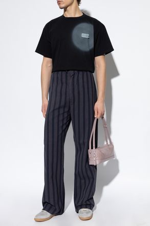 Maison Margiela Striped Trousers, Mens, Navy Blue