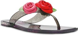Betsey Johnson Trenten Jelly Flip Flop in Black/Rose at Nordstrom, Size 10