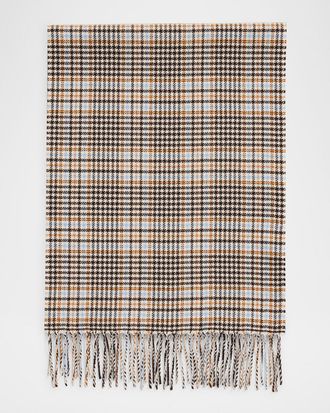 PIACENZA 1733 Mens Castle Houndstooth Plaid Wool Scarf