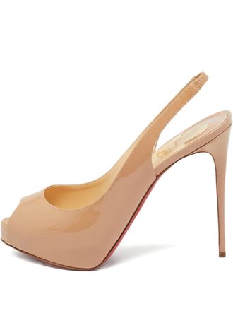 Christian Louboutin Private Number peep-toe pumps - women - Patent Calf Leather/Calf Leather/Calf Leather/Rubber - 38 - Neutrals