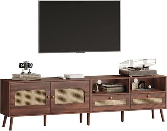 STILVORA Mueble De Tv Con 2 Puertas De Rat&aacute;n Y 2 Cajones, 8 Patas, Estilo Moderno, Sal&oacute;n, En Tablero De Part&iacute;culas, Marr&oacute;n, 200&times;37&times;49,5 Cm