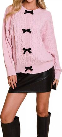 Le Lis Blanc Deux Pretty In Bows Knit Cardigan In Pink