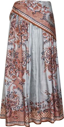 Zimmermann Womens Midi Skirt Aster Silk Habotai Multicolour