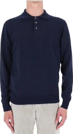 Drumohr Polo Knit - Heren - Polos - Blauw - L - Wol - Tops