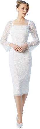 Coast Womens Sequin Flare Sleeve Wedding Midi Dress Ivory