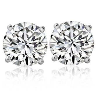 Pompeii3 2 1/4 Ct T. W. Round Cut Diamond Studs Lab Grown 14k White Gold