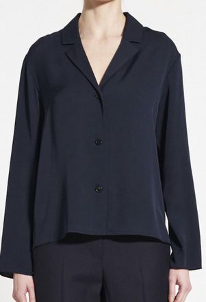 Theory Lapel Collar Blouse In Navy