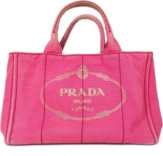 Prada Pre-owned Handbags, female, Pink, Size: ONE SIZE Pre-owned Canvas prada-bags