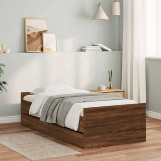 vidaXL Estructura De Cama Con Cajones Roble Marr&oacute;n 100x200 Cm Vidaxl