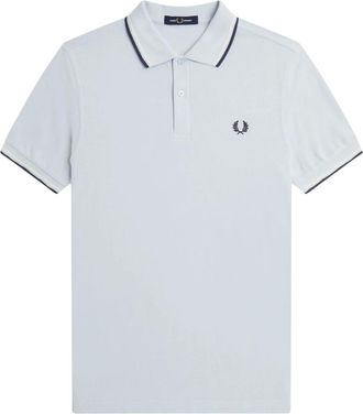 Fred Perry Tops, Heren, Blauw, M, Katoen, Klassieke Polo met Dubbele Streep