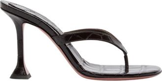 Amina Muaddi Juliette Thong 95 - female - Amina Muaddi - Heeled Mules - Brown - 6 1/2 UK - Shoes