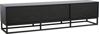 Oviala Mueble de TV rectangular con 3 puertas, L180 cm, negro