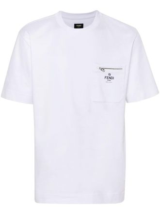 Fendi logo-print cotton T-shirt - White