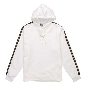 Puma Bronzing Printing Fleece Lined Stay Warm hooded Knit White 587139-02