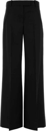 Alexander McQueen Wijde Zwarte Wollen Broek - Dames - Wijde Broeken - Zwart - XL - Wol - Broeken