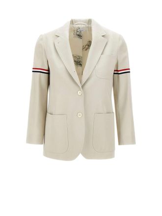 Thom Browne Womens White Cotton Jacket - Ivory - Size EU 44 (Womens)