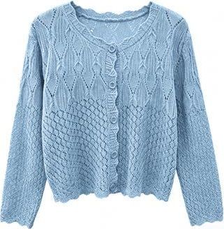 WD&bull;NY Crochet Cardigan Sweater in Cerulean Blue at Nordstrom Rack, Size Large