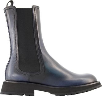 Alexander McQueen Alexander Mcqueen Mens Chelsea Boots - - Leather - Black - Grey - Size EU 42
