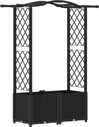vidaXL Cama Elevada Con Trellis Y Techo Negro 125 X 40 X 138 Cm Pp Vidaxl