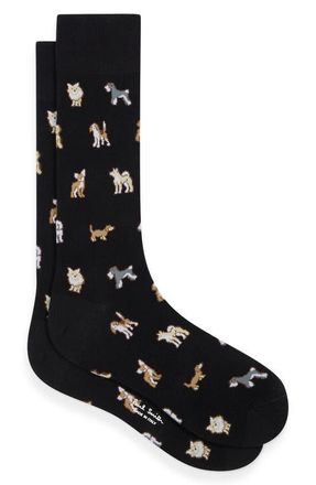 Paul Smith Kyoto Dog Intarsia Dress Socks in Black at Nordstrom